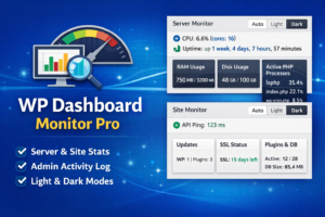 WP Dashboard Monitor Pro features and statistics.
